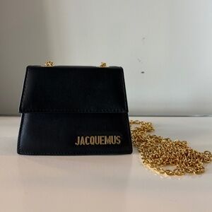 Jacquemus Le Piccolo Black Leather Gold Hardware Crossbody Bag
